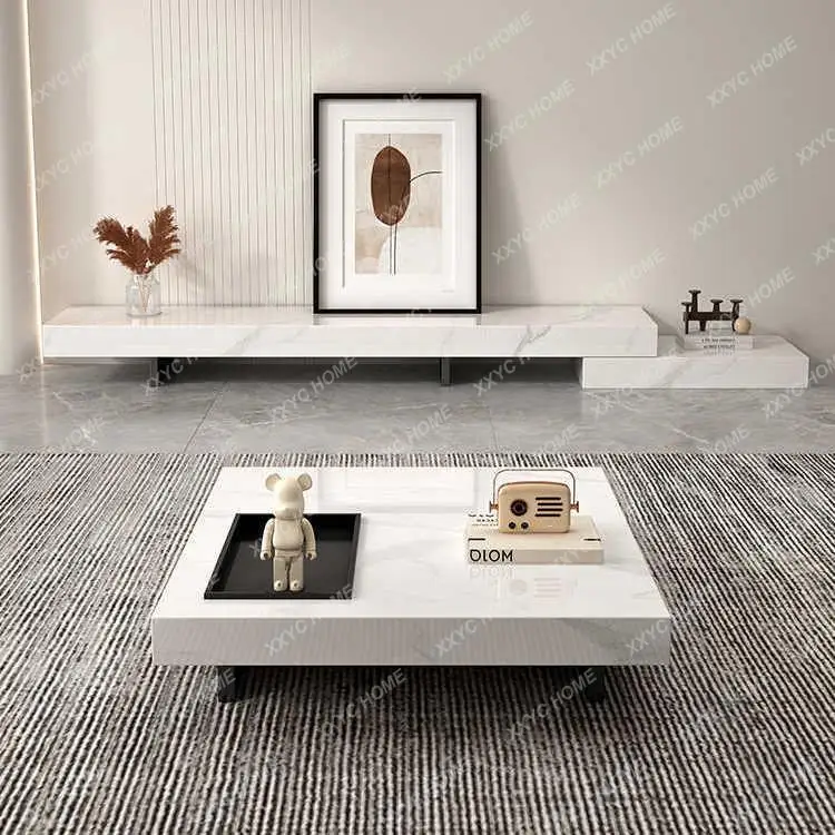 L Minimalist Slate TV Cabinet Floor-standing Telescopic Light Luxury Modern Simple Living Room Home Baseboard