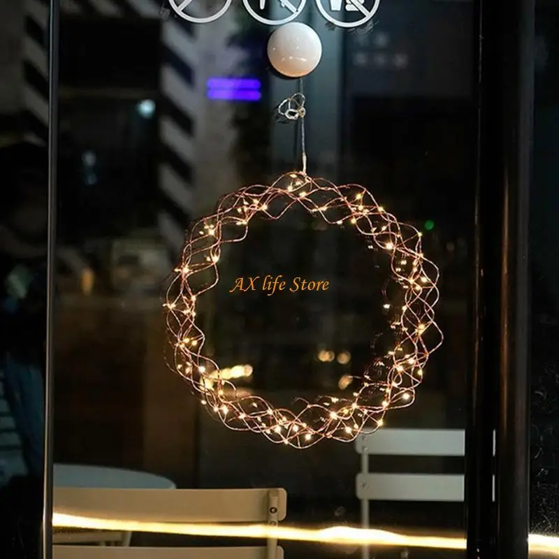J2HA Christmas Window Lights Layout Props Round Hollow Lantern Xmas Gifts