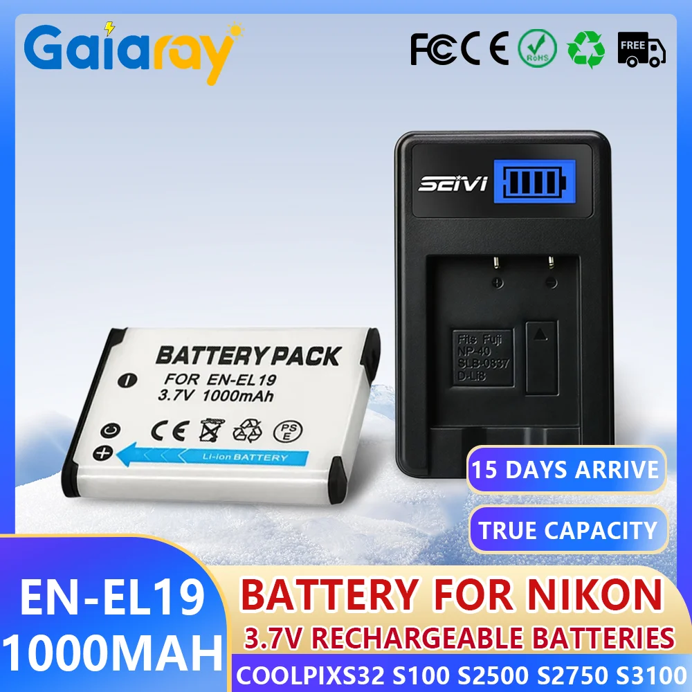 1000 мАч EN EL19 аккумулятор EN-EL19 для Nikon Coolpix S32 S100 S2500 S2750 S3100 S3400 S3500 аккумулятор для камеры