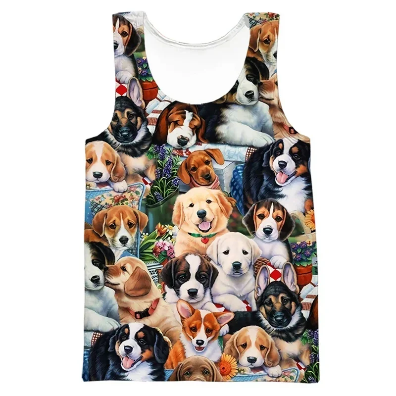 

Summer Harajuku 3D Cute Animal Dogs Printing Tank Top Funny Sloth Graphic Tank Tops Men Fashion Streetwear Clothing Kawaii Tops
