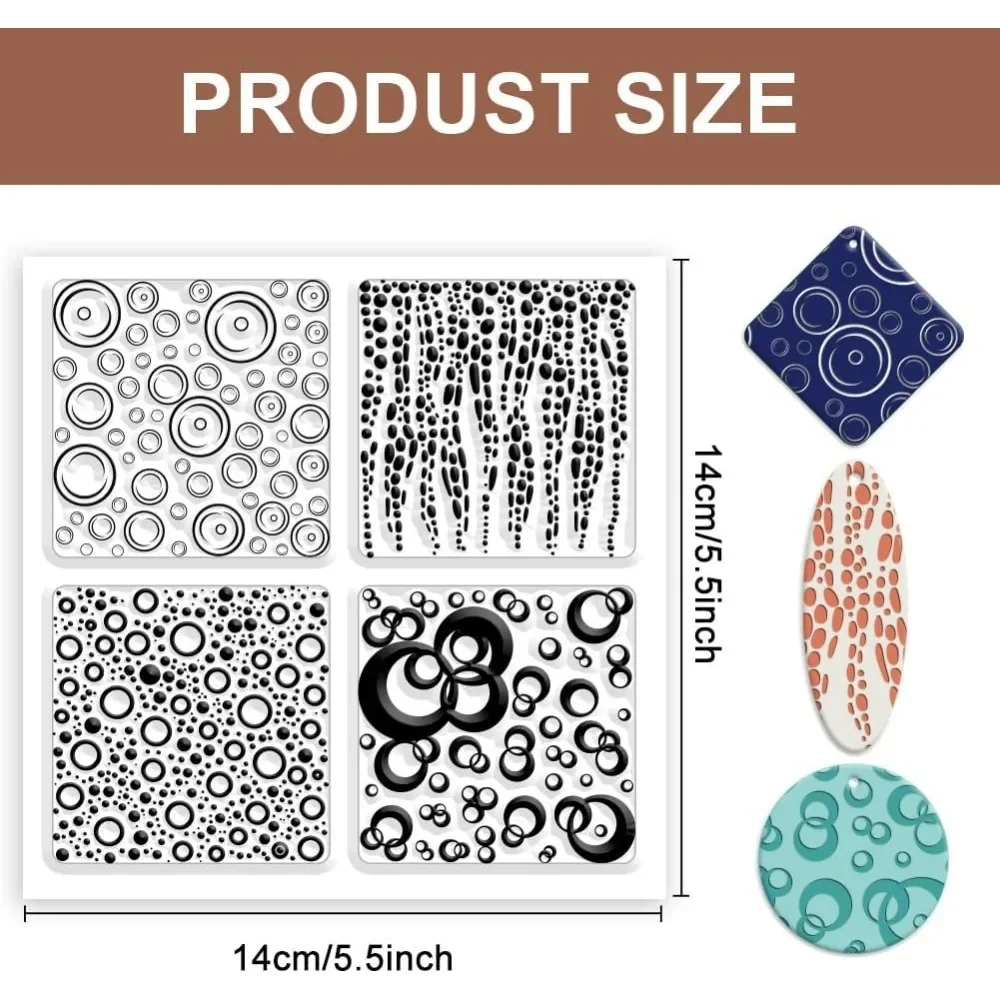 Bubble Polymer Clay Texture Sheets Bubble Dots Embossing Folders Clay Texture Mat for Making Earrings Jewelry Polymer Clay