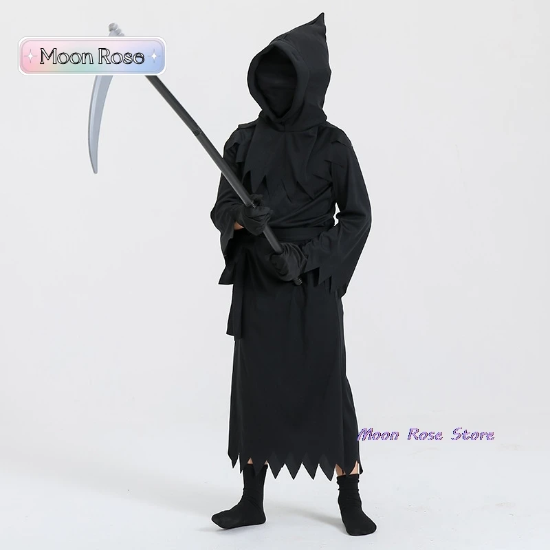 New Children's Halloween Cos Costume Grim Reaper Costume Cosplay Props Sickle Clothes Stage Performance Costume