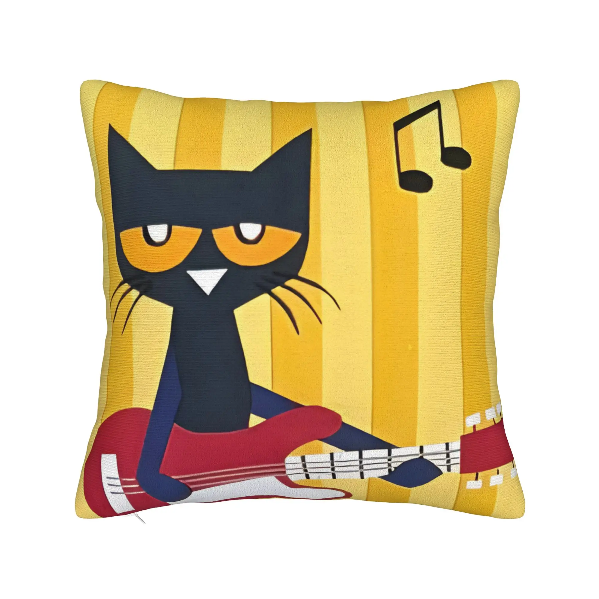 Pete The Cat Guitar Notes Pillowcase Polyester Cushion Cover Gift  Throw Pillow Case Cover Home Dropshipping 18'