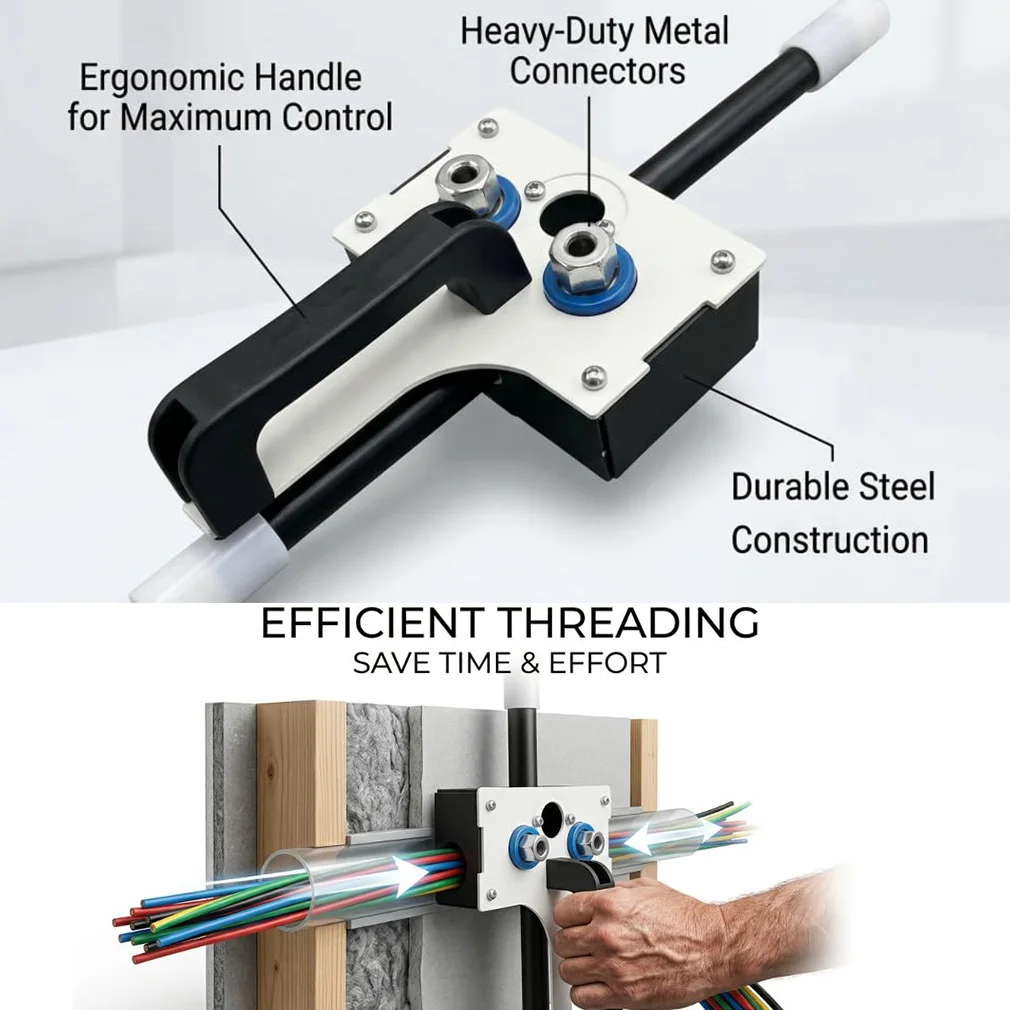 Herramienta para Tirar Cables, Resistente, Manual, de 8 mm, para Electricistas, para Espacios Estrechos, Tuberías, Paredes, Enhebrador de Cables