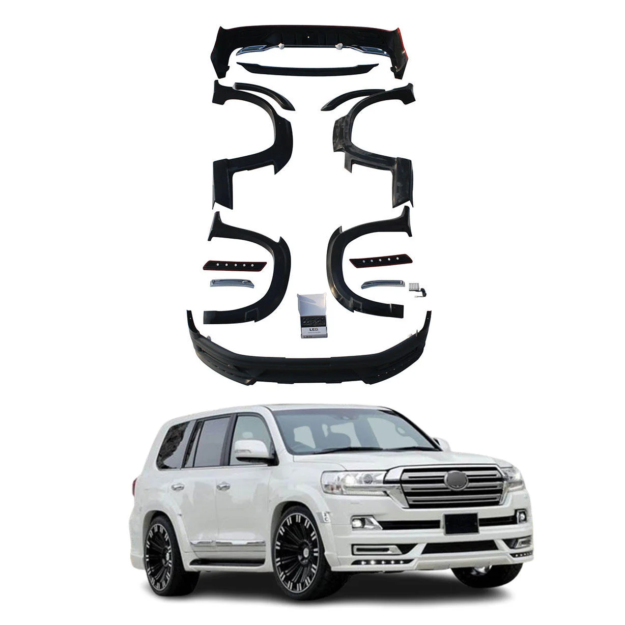 Wd Style Body Kit forToyota Land Cruiser LC200 ABS Bumper Front Lip Rear Diffuser Wheel Eyebrow High Quality Perfect Fit