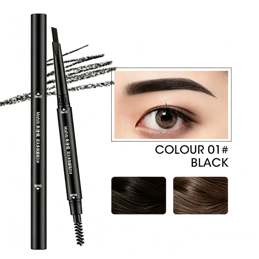 5 color With Brush Rotatable Long lasting Double Head Eye Brow Pen Waterproof Eyebrow Pencil