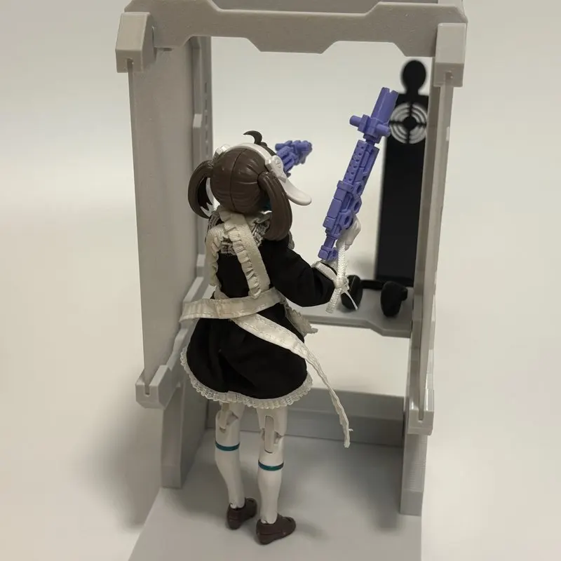 1:12 Shooting Range Firing Stall Diorama Scene Model Compatible SHF Figma Mecha Girl Action Figure Military Soldier Display Prop