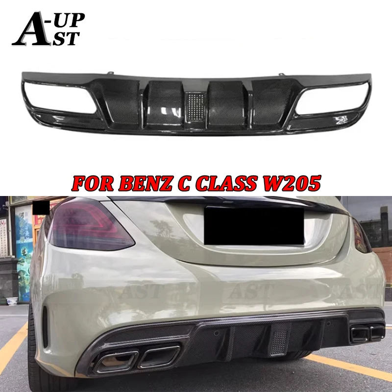 Carbon Fiber Back Lip Rear Bumper Diffuser For Mercedes-Benz C Clase C43 C63 AMG W205 Splitter Rear Lip Spoiler Body Kits