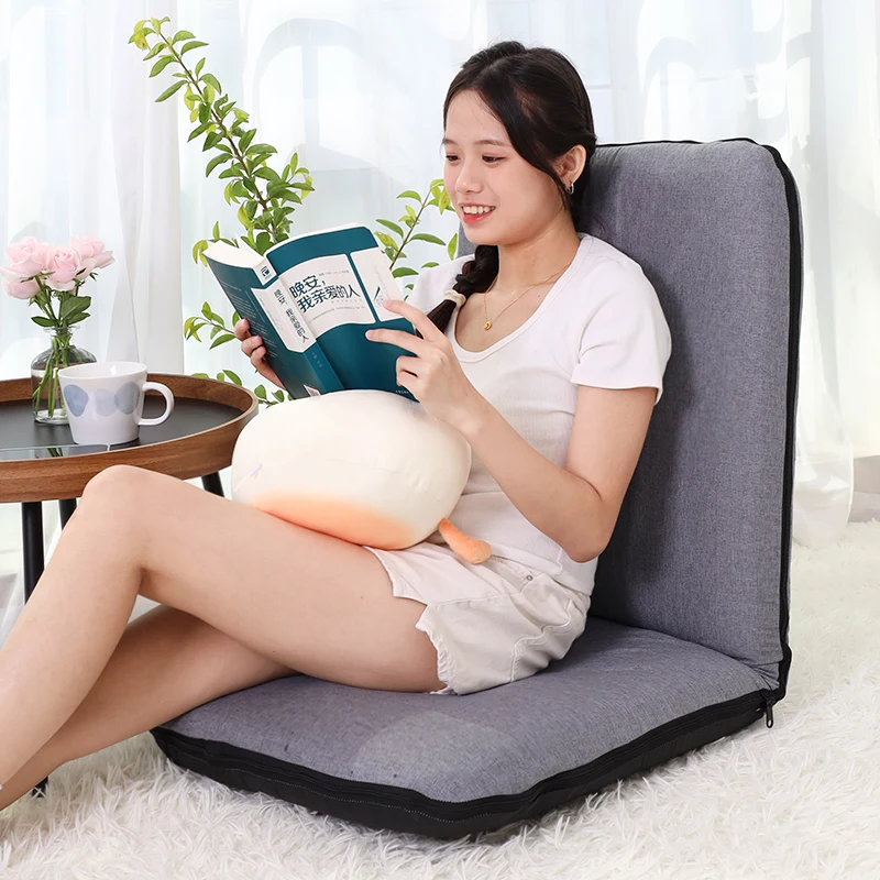 Foldable Floor Sofa Multi-Position Reading Chair for Bed Tatami Floor Cushion Adjustable Backrest Seat Compact Dormitory Chair