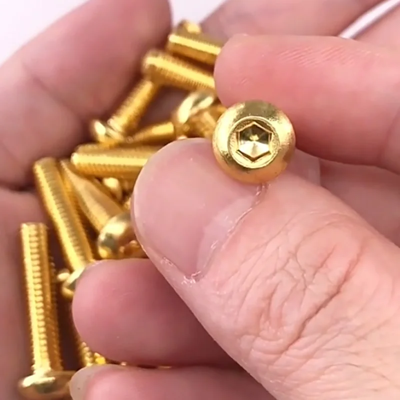 1~100Pcs Brass Hexagon Socket Round Head Machine Screws M2 M2.5 M3 M4 M5 M6 M8 M10 M12 Hex Socket Pan Head Bolts