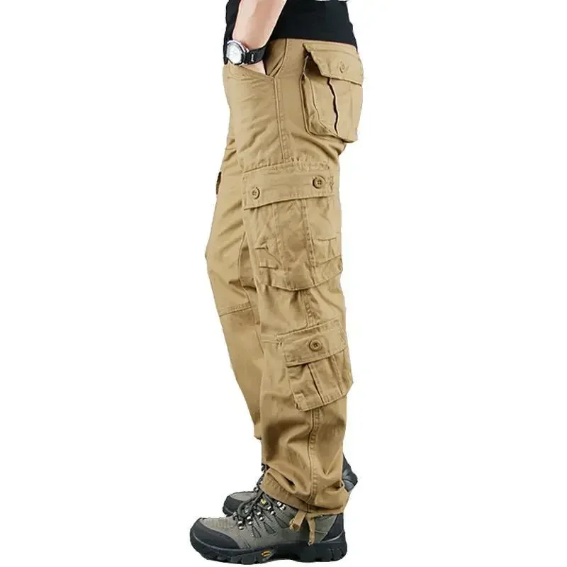 Men's Cross-Border Multi-Pocket Cargo Pants Straight-Leg Loose-Fit Spring Autumn Summer Pure Cotton Casual Long Pants