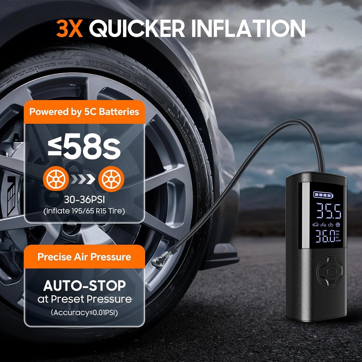 Motorcycle Air Pump  Tyre Inflator Pump 150PSI Portable Electric Inflator Pump for Car  Tire Bicycle Balls Air Compressor