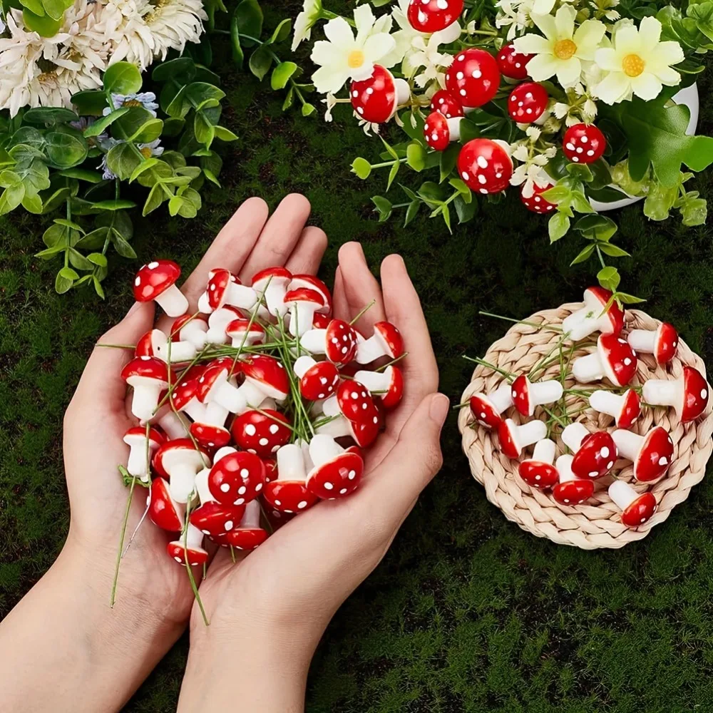 30pcs Mini Mushroom Miniature Model Artificial Garden Fairy Bonsai Flower Pot Decoration Home DIY Miniature Landscape Decoration