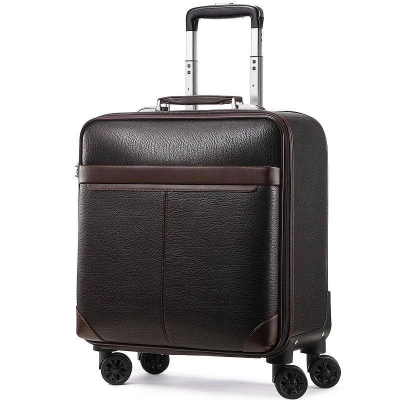 

New high-end suitcase, leather case 18-inch universal wheel trolley case, big business man, travel boarding