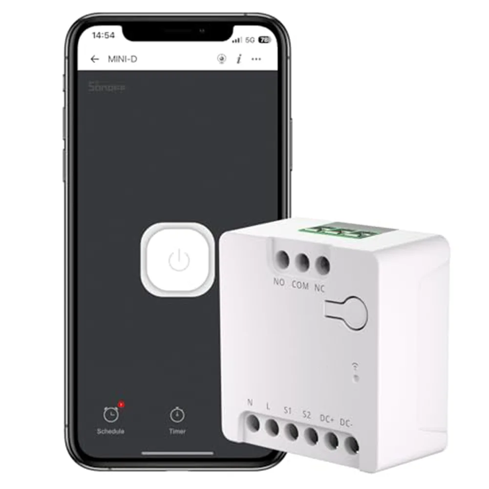 For MINI-D WiFi-Smart Switch Home Automation Dry-Contact Output Supports AC/DC Input For Garage Doors Boilers