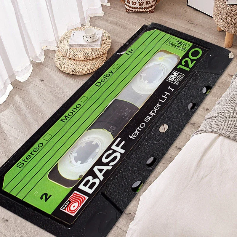 Rug for Bedroom Vintage Cassette Music Tape Bathroom Mat Anti Slip Hallway Veranda Sleeping Room Floor Carpet Funny Doormat
