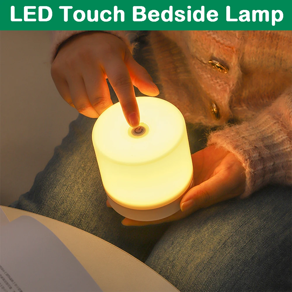 Touch USB Bedside Lamp Study Reading Table Lamp 3 Modes Dimming Eye Protection For Bedroom Kids Gift Portable LED Night Light