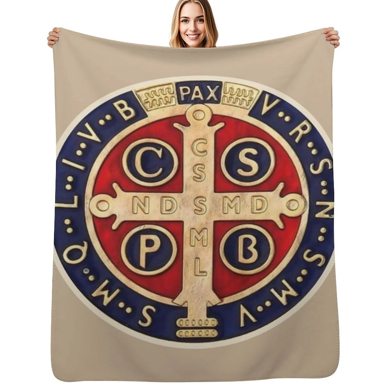 The Medal of Saint Benedict, Saint Benedict Throw Blanket Faux Fur Soft Warm Blanket for Bed