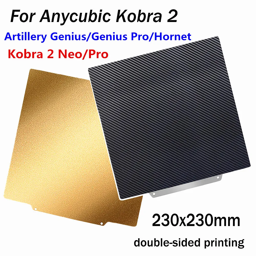 

Сборная пластина для Anycubic Kobra 2, пружинный стальной лист 230 × 230 мм ПЭТ PEO, двусторонний Печатный тепловой стол для Anycubic Kobra 2 Pro/Neo