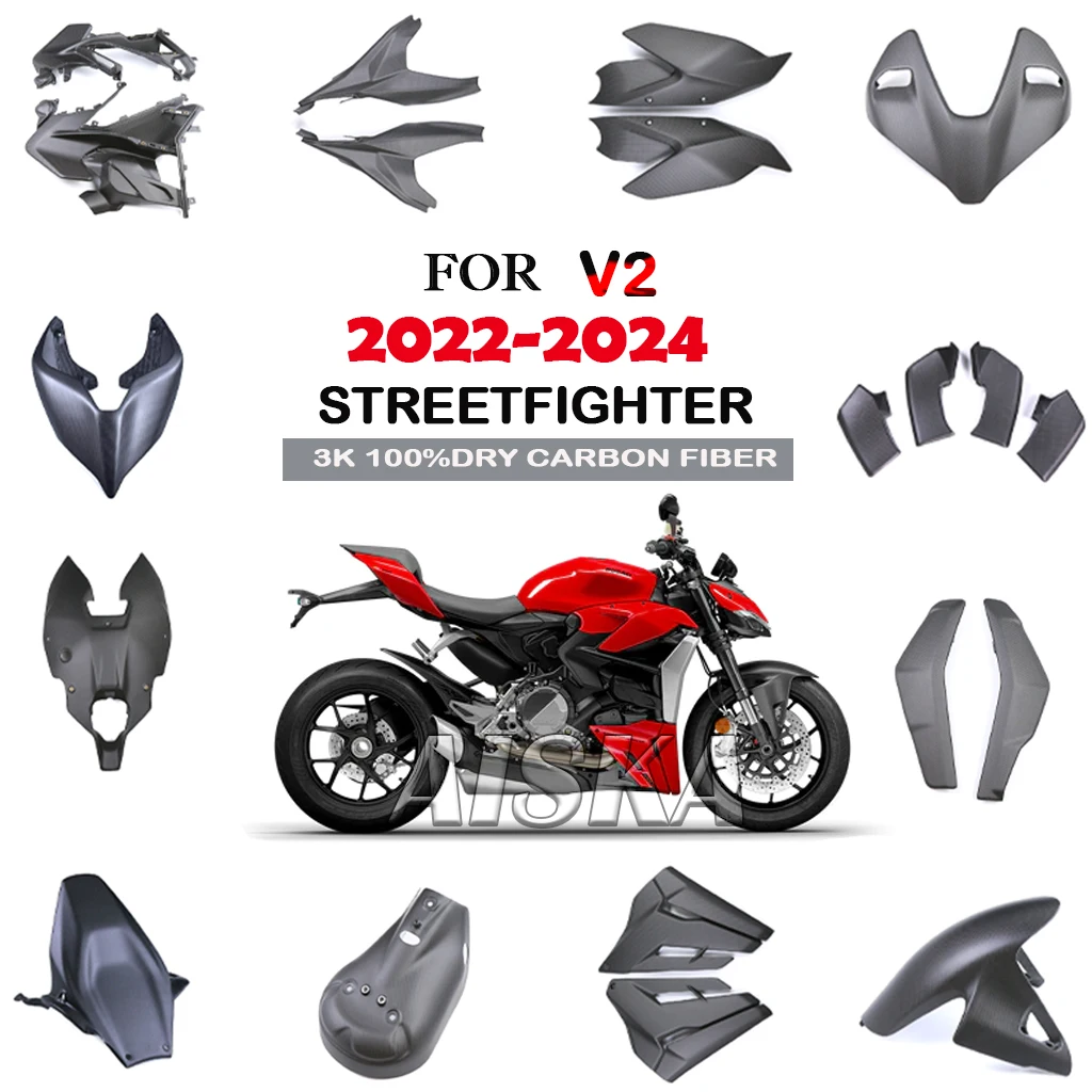 

Крышка выхлопной системы крыла с фиксированным крылом, боковая панель топливного бака, комплект переднего обтекателя из углеродного волокна для DUCATI Streetfighter V2 2022 2023 2024