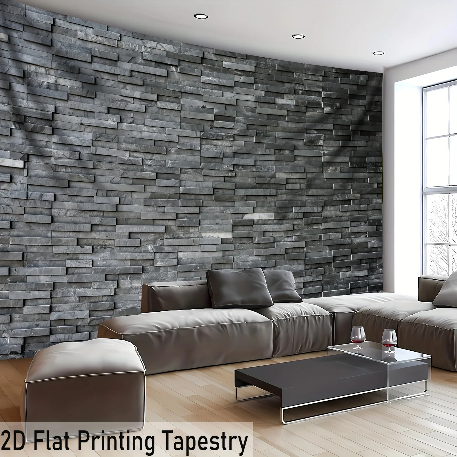 VIKAMA Grey Stone Brick Wall Tapestry 3D Texture Vintage Background Cloth Photo Booth Decor Bedroom Studio Wall Hanging