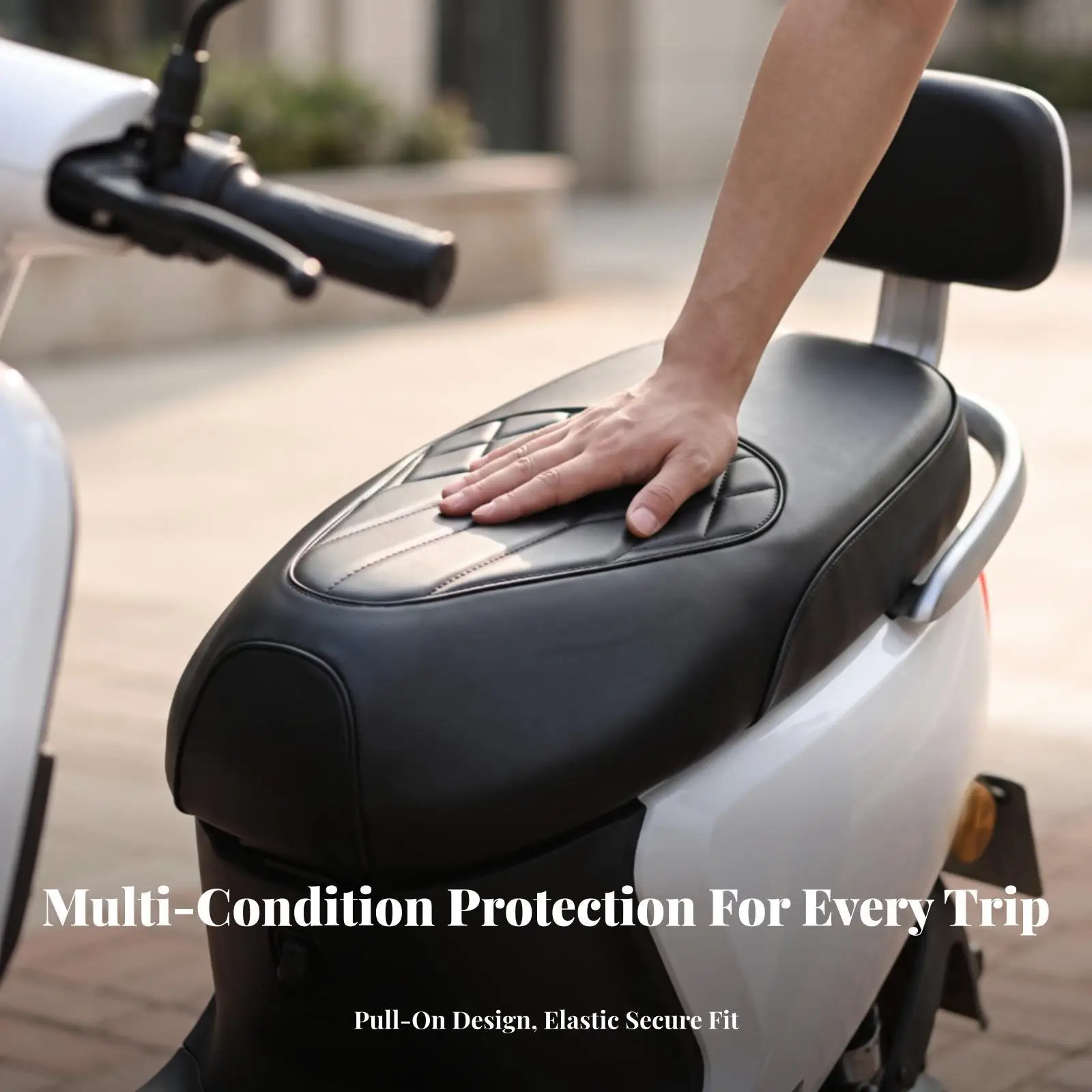 PU Leather Motorcycle Seat Cover Diamond Stitched Waterproof Saddle Protector Comfortable Cushion for All Weather - view 3