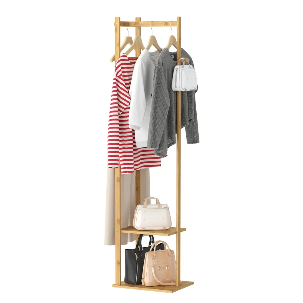 

Coat Rack with Storage Garments Corner Stand with Hooks for Home Bedroom