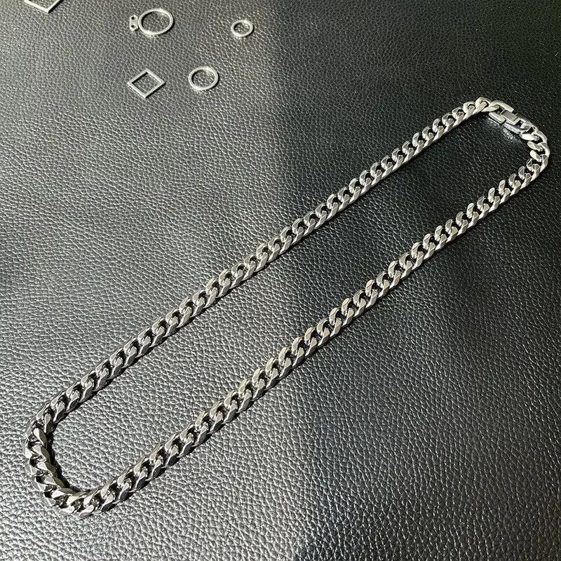 Fashion TA1 Pure Titanium Curb Cuban Link Chain Necklace 10.5MM Diamond Cut Style Anti-Allergy NO Rust Unisex Chain Jewelry Gift