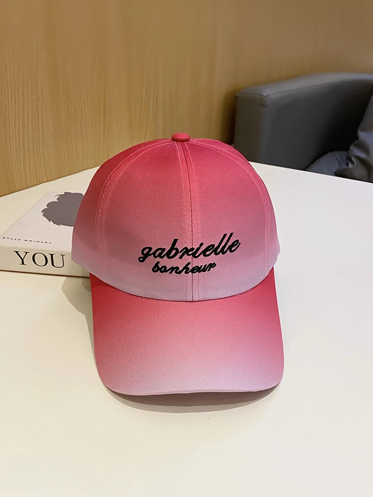 Gradual Color Alphabet Embroidery Baseball Cap Women Spring Summer Trend Fashion Cap New Fashion All Casual Visor Hat Men