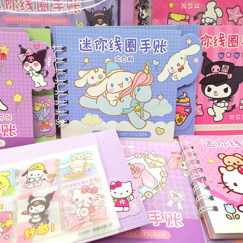 20/40pcs Sanrio Sticker Coil Book Hello Kitty Kuromi My Melody Diy Hand Account Decorative Scrapbook Stationery School Supplies