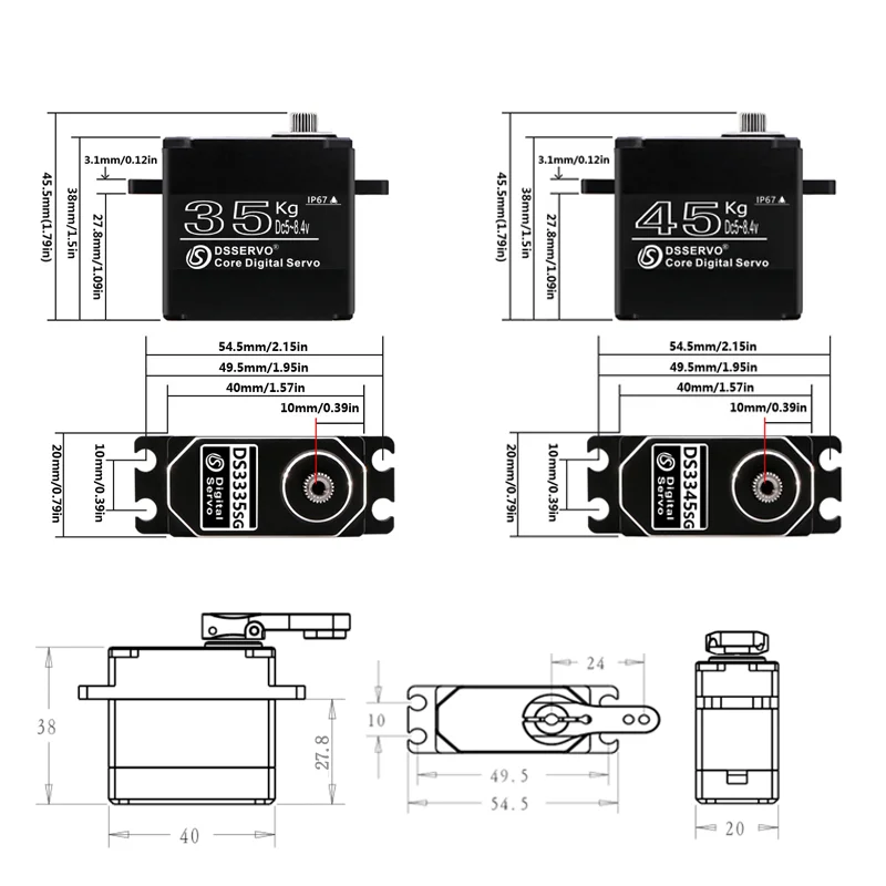 Moteur sans balais 35Kg 45Kg, noyau entièrement métallique, servo à grande vitesse, engrenage métallique, grand couple numérique RC Baja Servo pour voiture RC 1/8 1/10