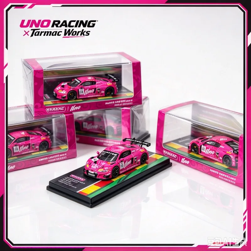UNO RACING x Tarmac Works collaboration 1:64 Audi R8 LMS GT3EVOII alloy die-casting model, simulated static desktop ornament.