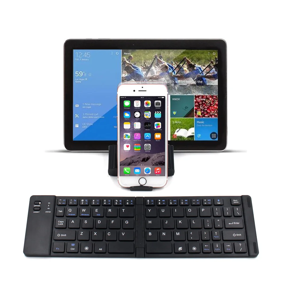 Ergonomic Ultra Thin Mini Portable English Wireless Folding Bluetooth Keyboard For Windows Android iOS Smartphone Tablet Laptop