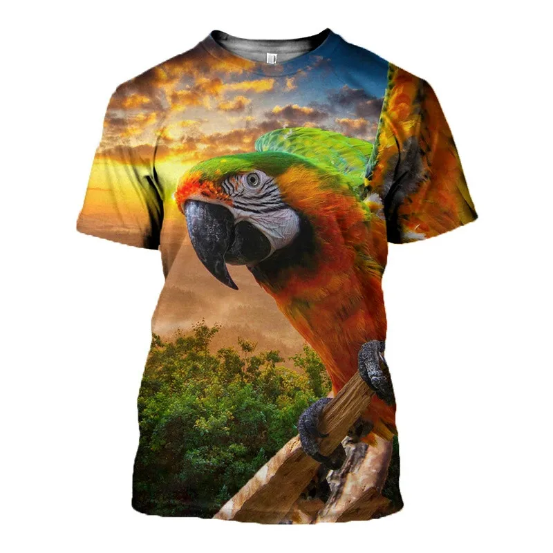 Funny Animal Parrot Figure 3d Print Summer Men Women Streetwear Crew Neck T-shirt Oversized Casual TShirt Fashion Unisex Clothes