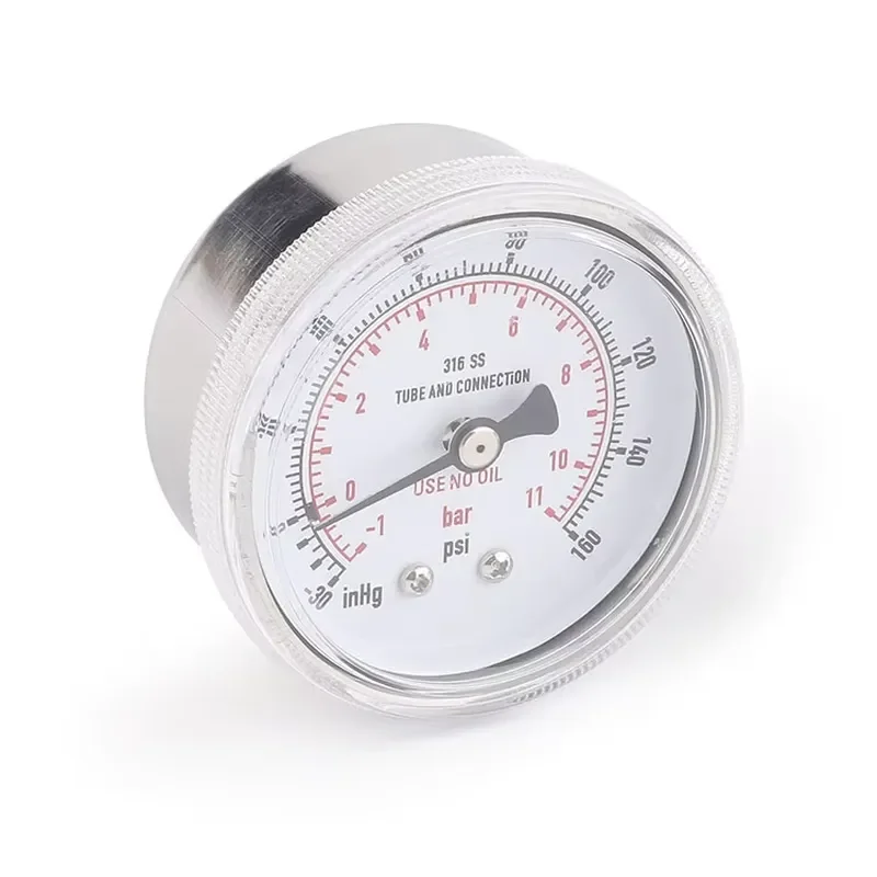 Analog Pressure Gauge Stainless Steel Axial Mount 1/4 Inch Thread Connection Industrial Fluid Air Water Oil Test Meter Tool