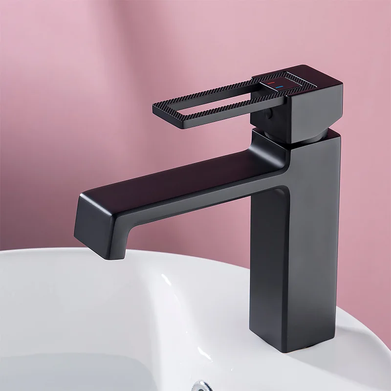 Basin faucet black paint square hot and cold bathroom washbasin wash  counter   cabinet