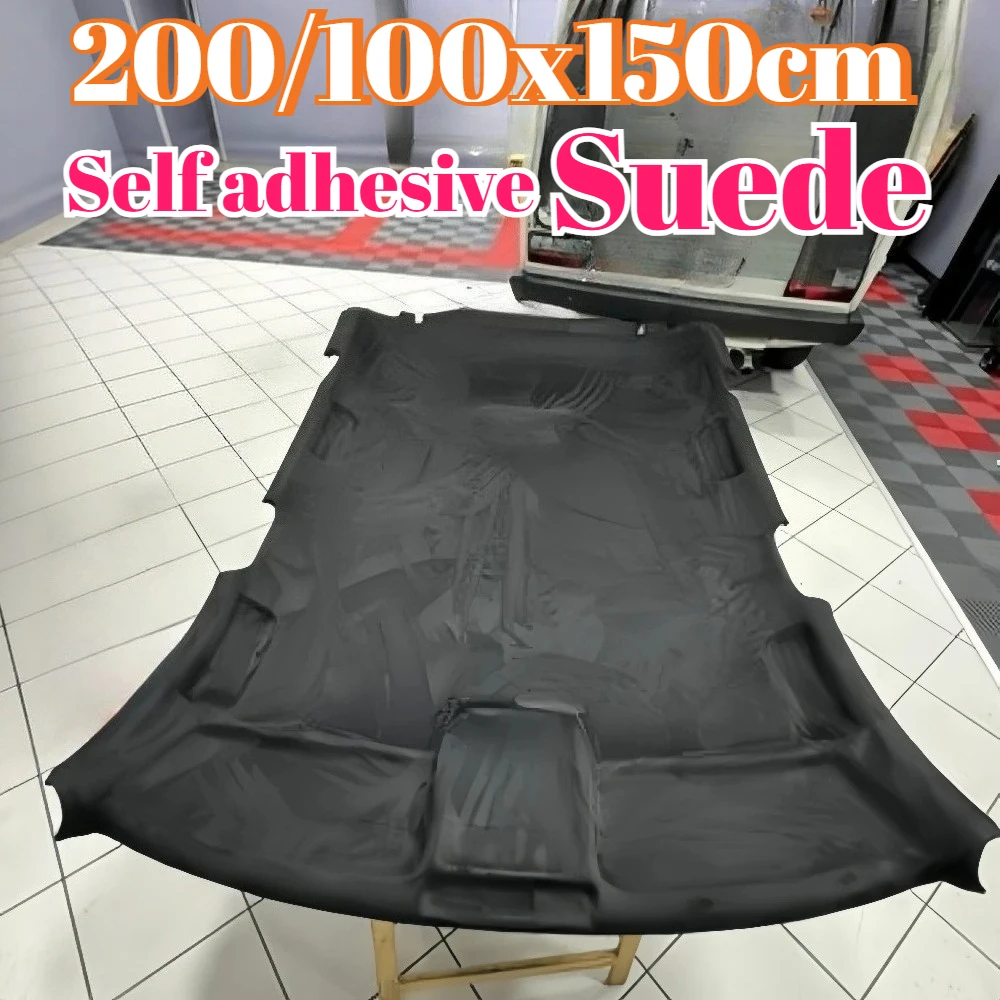 200/100x150cm Self-adhesive Suede Artificial Ultra-fine Fiber Velvet Sticker Car Roof Console Seat Repair Interior Modification