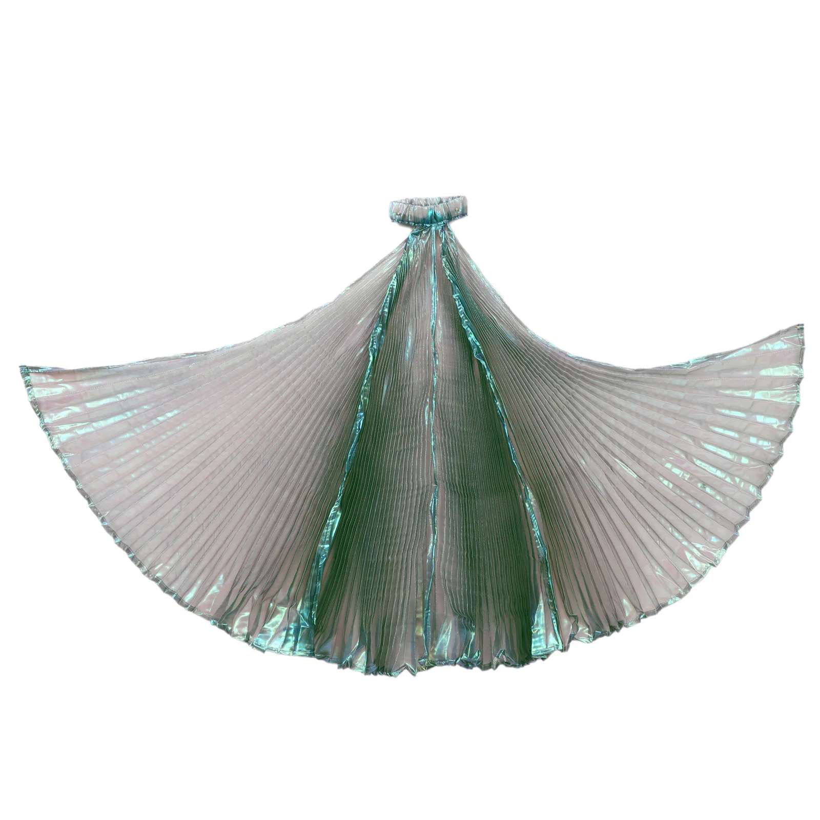 Capa plisada para danza del vientre para niños, capa de hilo sinfónico, gancho de mano, accesorios de actuación de baile, alas colgantes de Color para el cuello, accesorio de disfraz