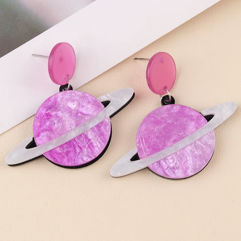 Creative Interesting Unusual Blue Purple Water Pattern Space Splicing Dangle Earrings Hot Sale Popular Jewelry Gifts Earring