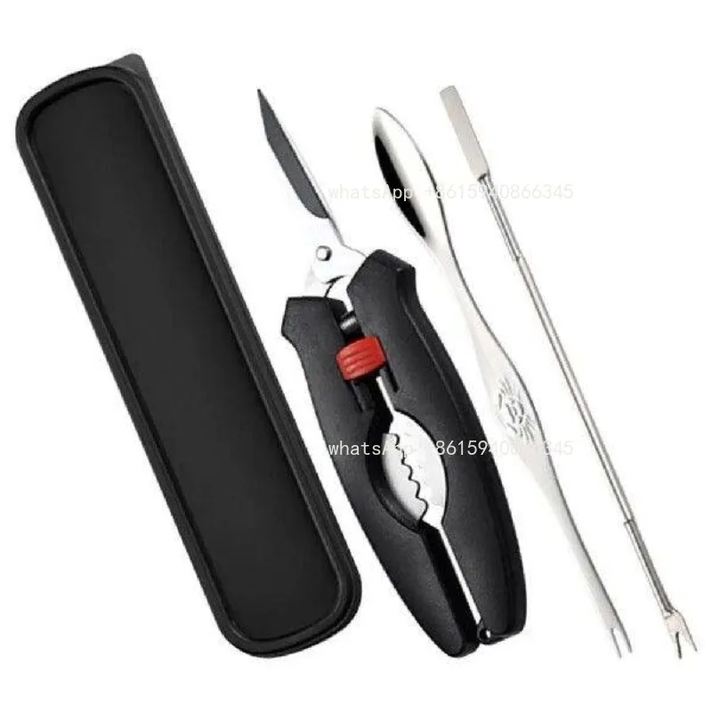 4 Piece Crab Tools Set Stainless Steel Scissors Forks Spoon Stainless steel crab claws and crab needles set for hairy crabs