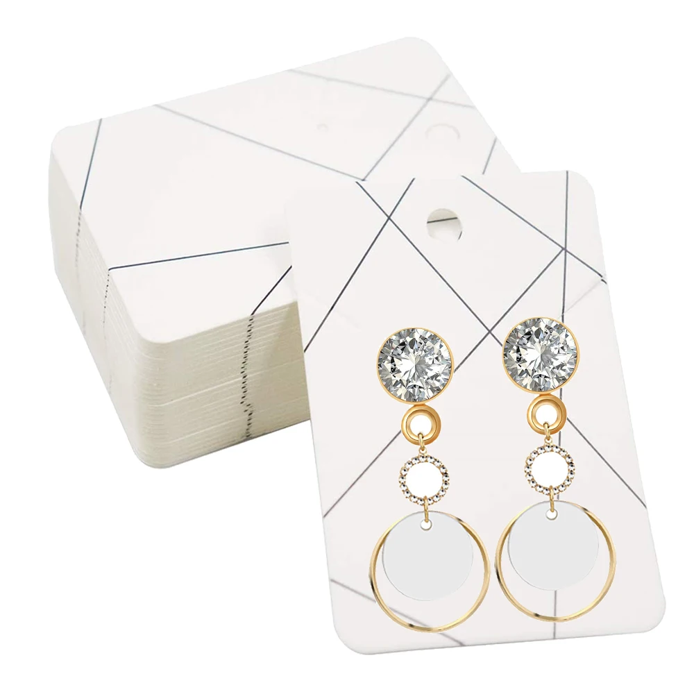 30Pcs Marble Earring Necklace Display Cards Rectangle Card Tags Holder for Ear Studs Jewelry Making Storage Packing Supplies