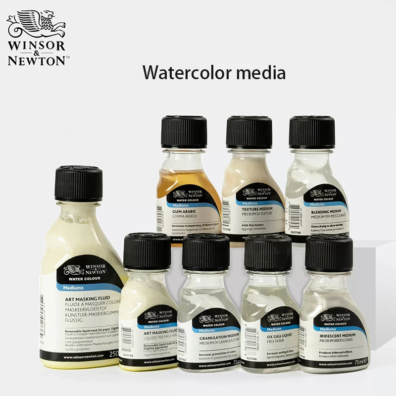 Botella de pintura de acuarela Winsor Newton, líquido de enmascaramiento artístico de 75mL, de goma árabe, líquido Ox Gall, mezcla, iridiscente,