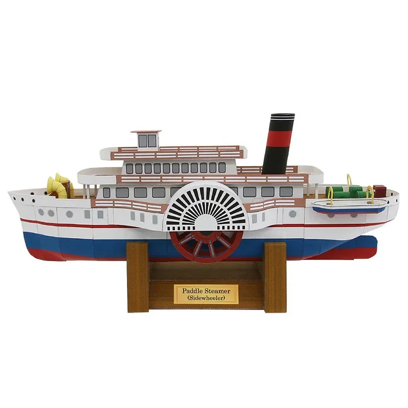 Paddle Steamer Sidewheeler Steamship Folding Handmade 3D Paper Model Papercraft Art DIY Teens Adult Origami Craft Toys ZX-108