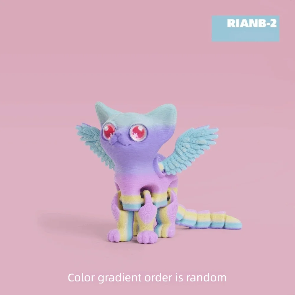 شيطان الملاك القطط ثلاثية الأبعاد مطبوعة القط متعددة المفاصل المنقولة مفصلية القط التماثيل المنمنمات عشاق القط جامع #1