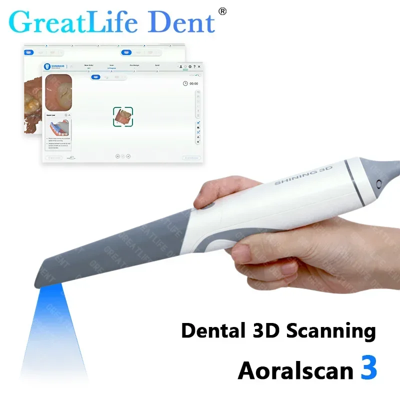 GreatLife Dent SHINING 3D Dental Aoralscan 3 Scanner intraoral AI Scan Compatível com MAC e OS Implante/Orthodontia/Restoração