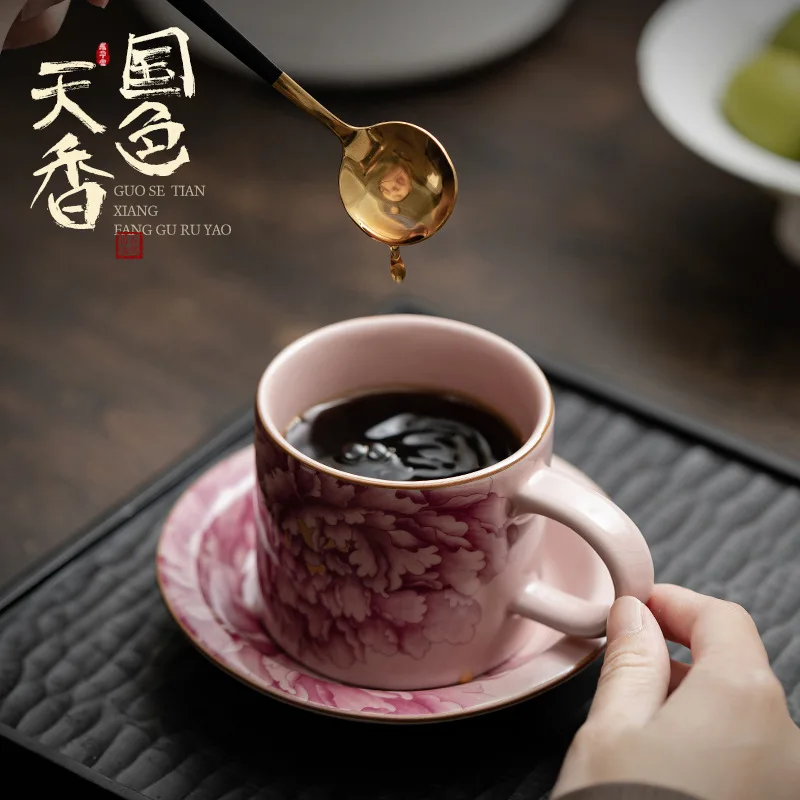 

180ML Imitation ancient Ru kiln national beauty Tianxiang coffee cup ceramic hand gift drinking cup tea cup afternoon tea mug