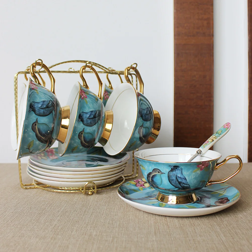 

Hot Sale European Royal Style Coffee Ceramic Cup Set With Saucer Spoon High End Porcelain Coffee Cup Set