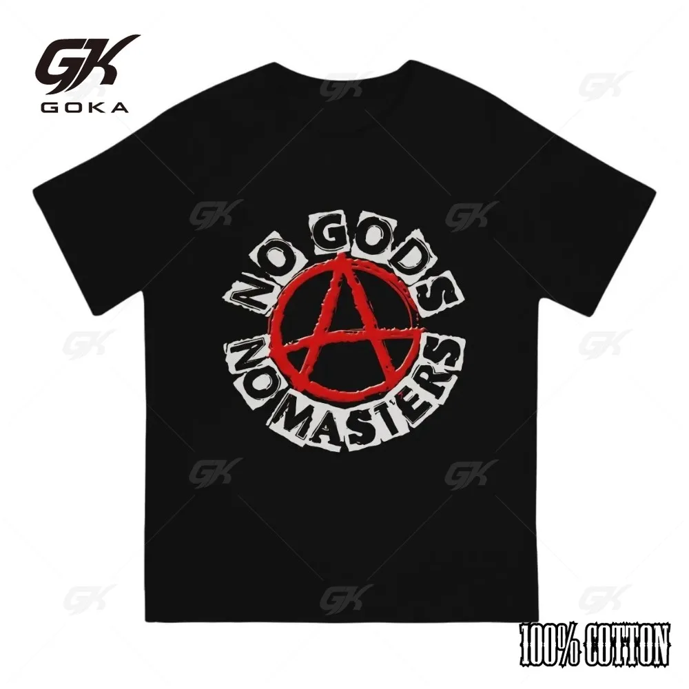 Anarchy Anarchist Symbols NO GODS NO MASTERS Tshirt Graphic Men Tops Vintage Grunge Summer Polyester Clothes Harajuku T Shirt