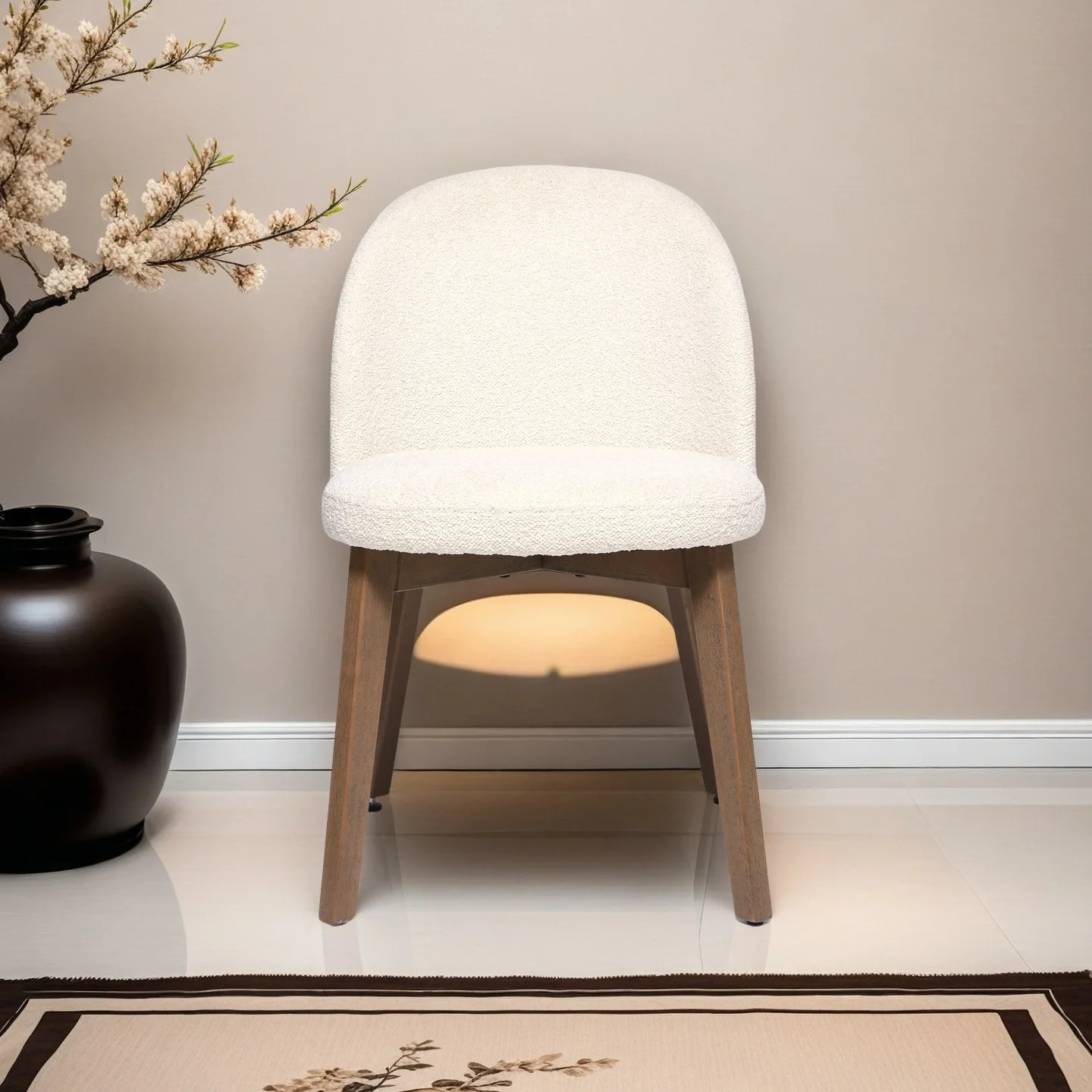 Simple style solid wood dining chair Cross-border light luxury hotel restaurant arc low back chair Home living room back chair