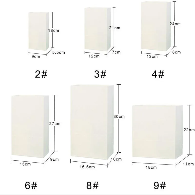 50pcs/lot Oil-proof White Paper Bags Square Bottom Food Gift Kraft Baking Packaging Bag Storage Bags Custom Print Logo